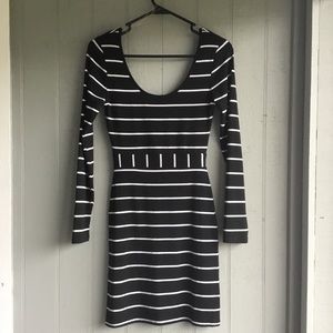 Black and white striped body on dress